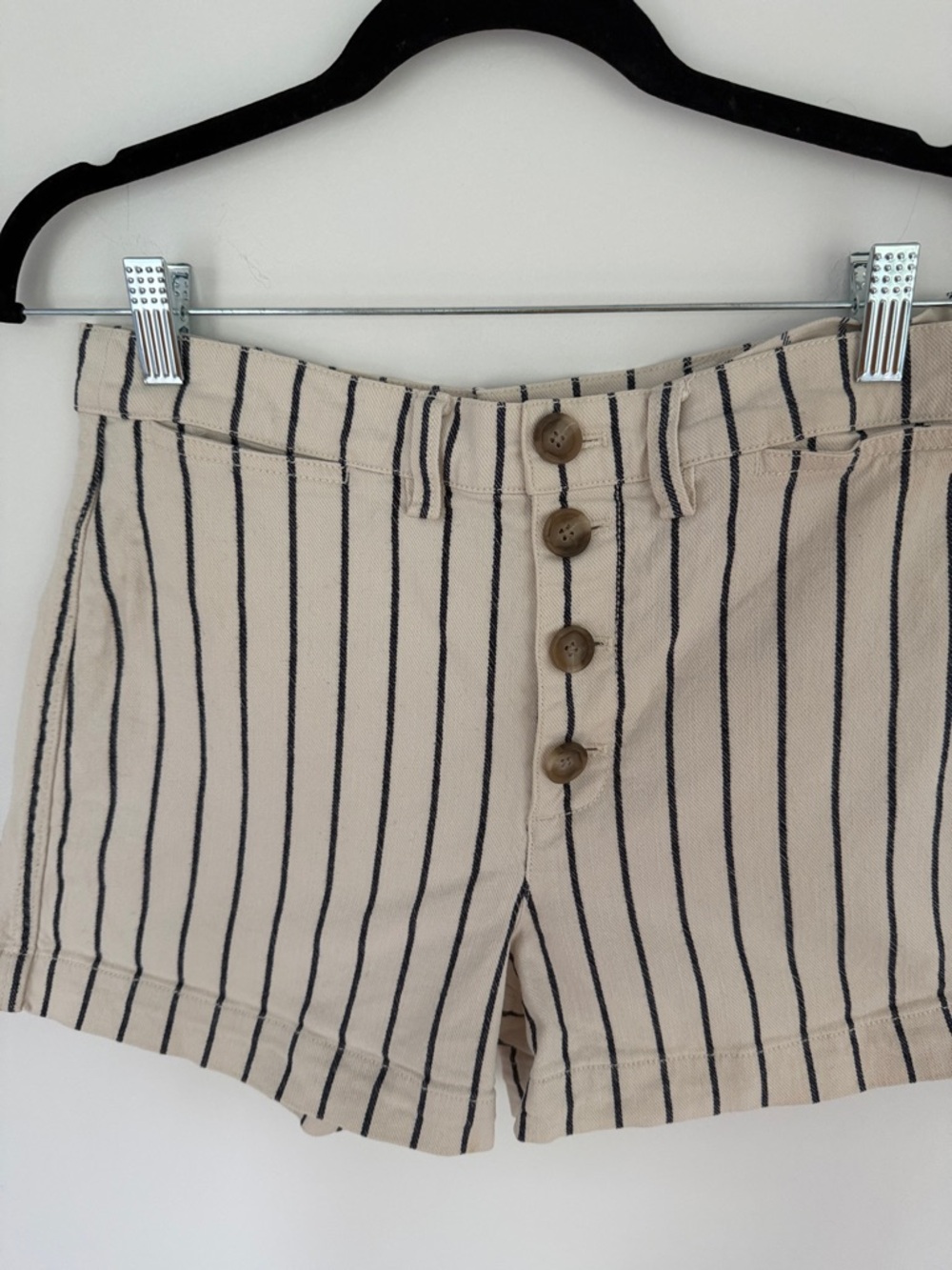 Madewell Striped Beige Button-Front Women’s Shorts